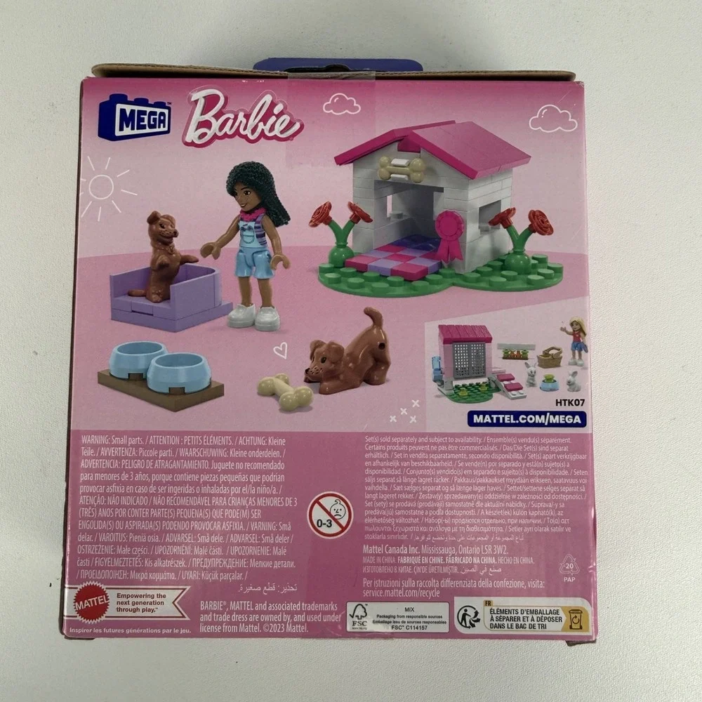 MEGA Barbie Puppy Playhouse 76 Pcs Building Set Ages‎ 6+ Mattel Sealed Box